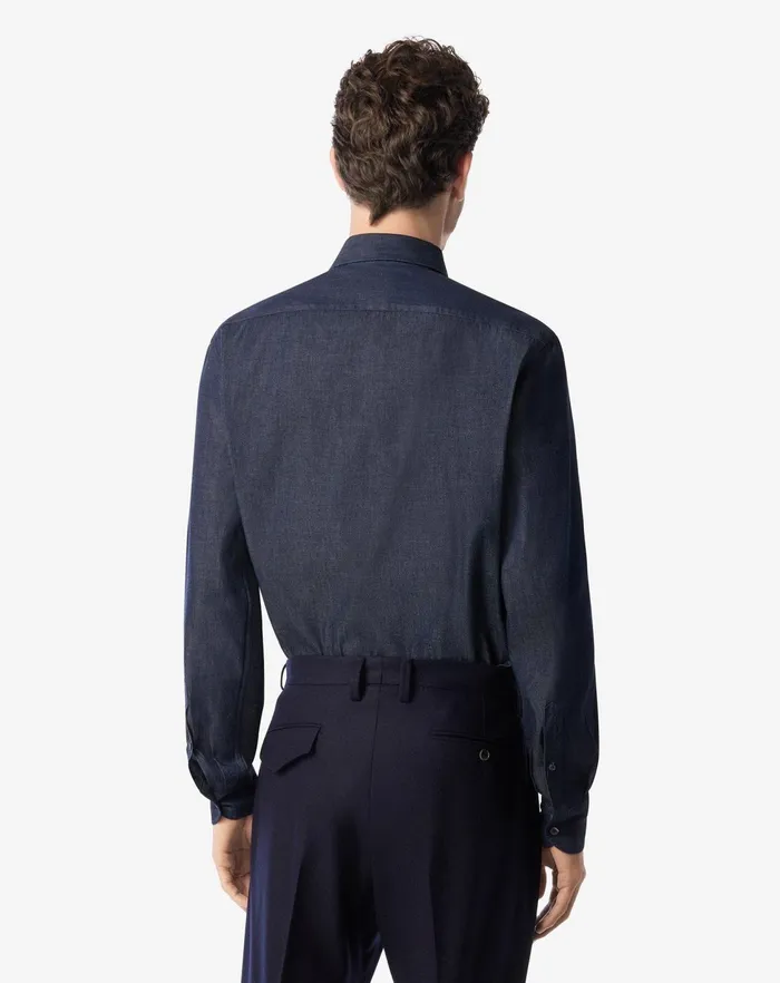 Corneliani Shirts Blue Cotton Denim Shirt For Men 8211 Men