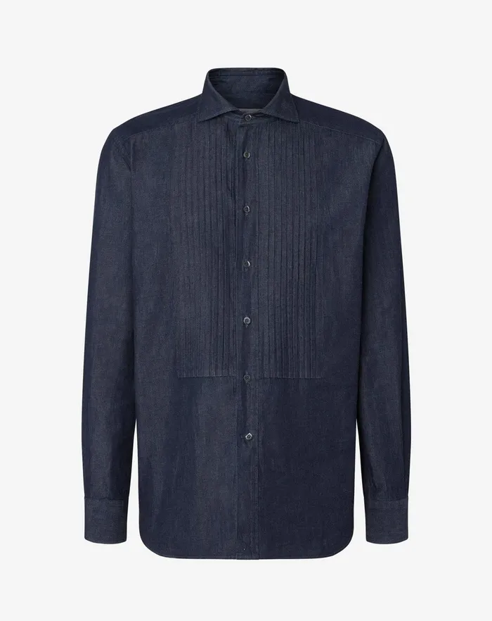 Corneliani Shirts Blue Cotton Denim Shirt For Men 8211 Men