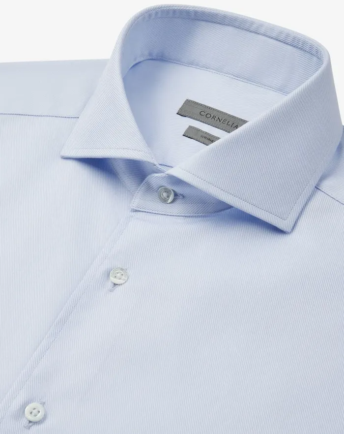 Corneliani Shirts Light Blue Cotton Twill Shirt 8211 Men