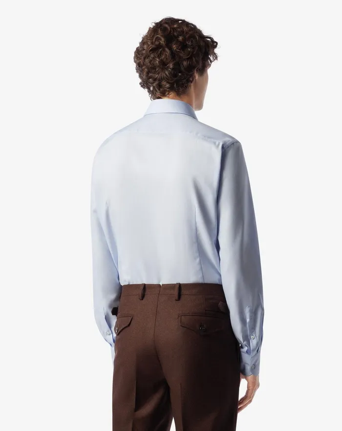 Corneliani Shirts Light Blue Cotton Twill Shirt 8211 Men