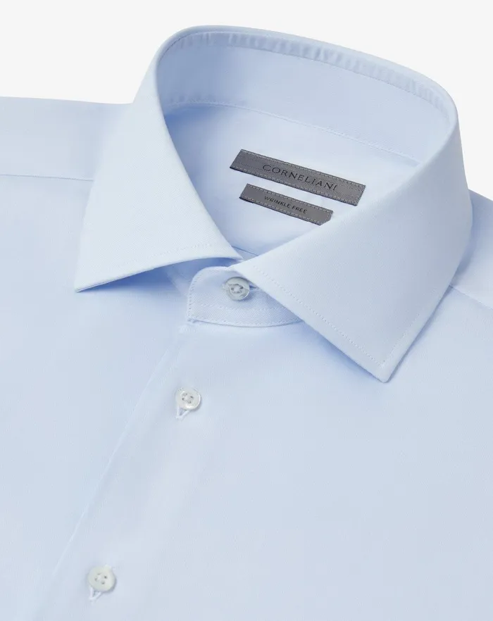 Corneliani Shirts Light Blue Wrinklefree Cotton Twill Shirt 8211 Men