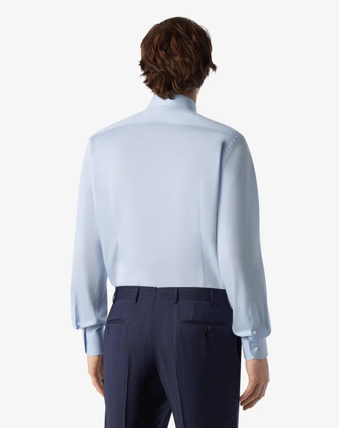 Corneliani Shirts Light Blue Wrinklefree Cotton Twill Shirt 8211 Men