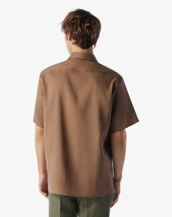 Corneliani Shirts Mens Light Brown Linen Wool And Mohair Shirt 8211 Men