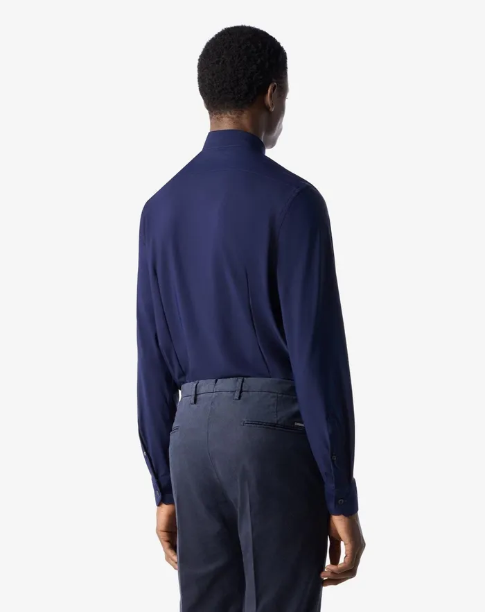 Corneliani Shirts Slate Blue Bielastic Technical Fabric Shirt For Men 8211 Men