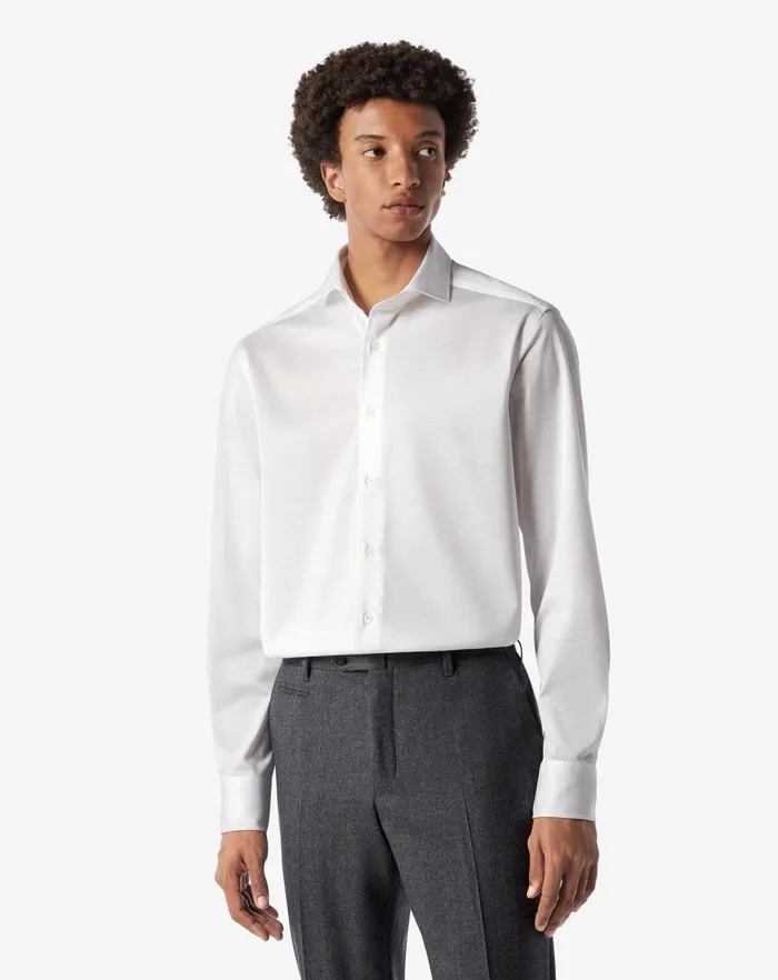 Corneliani Shirts White Jersey Cotton Shirt 8211 Men