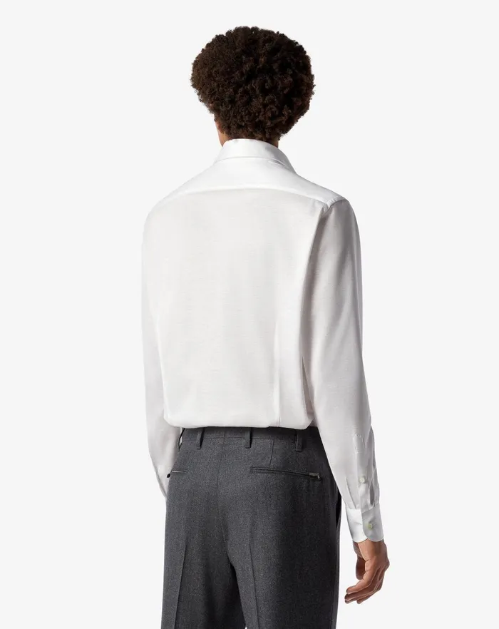 Corneliani Shirts White Jersey Cotton Shirt 8211 Men