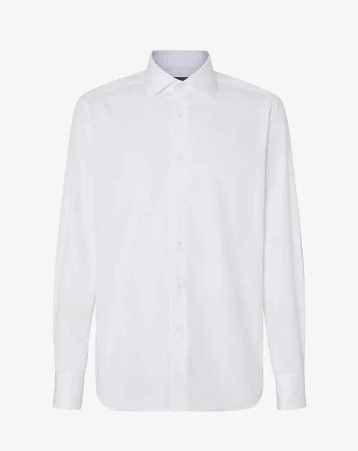 Corneliani Shirts White Wrinklefree Cotton Twill Shirt 8211 Men