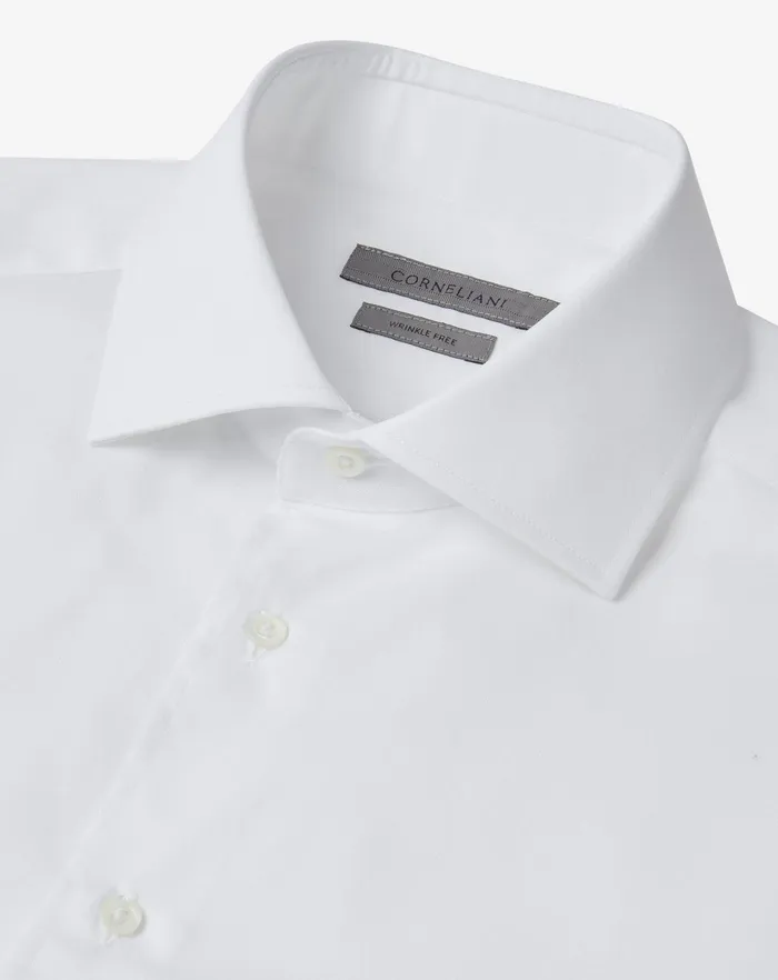 Corneliani Shirts White Wrinklefree Cotton Twill Shirt 8211 Men