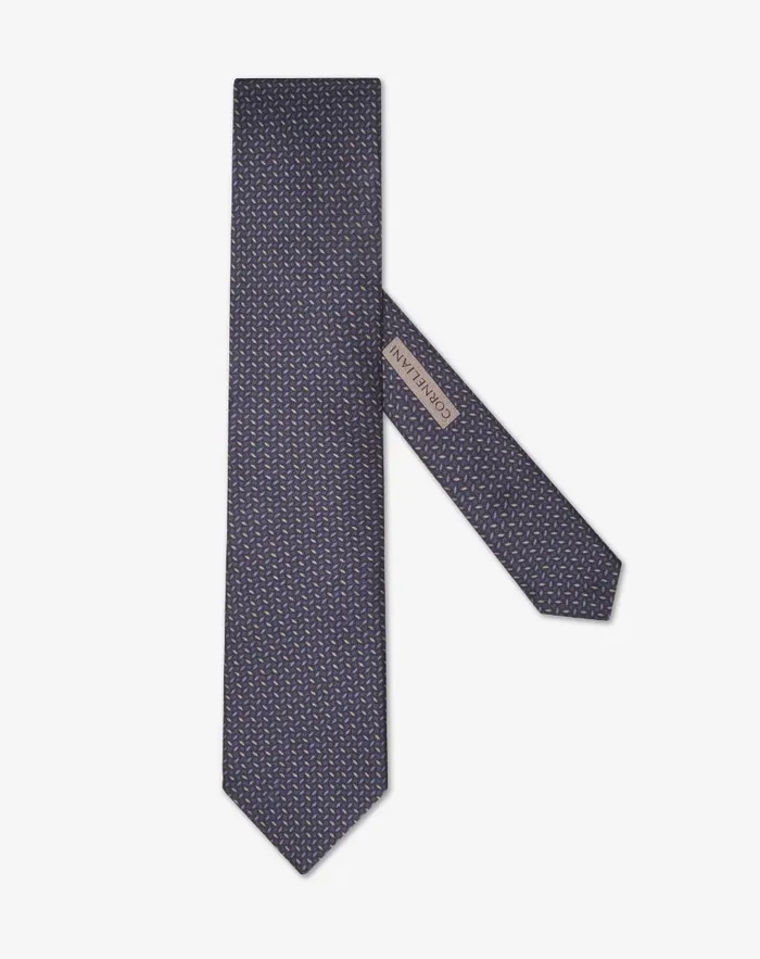 Corneliani Ties And Pochette Blue Silk Tie With Satin Print 8211 Men