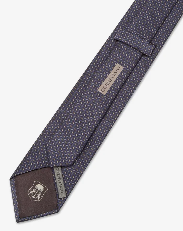 Corneliani Ties And Pochette Blue Silk Tie With Satin Print 8211 Men