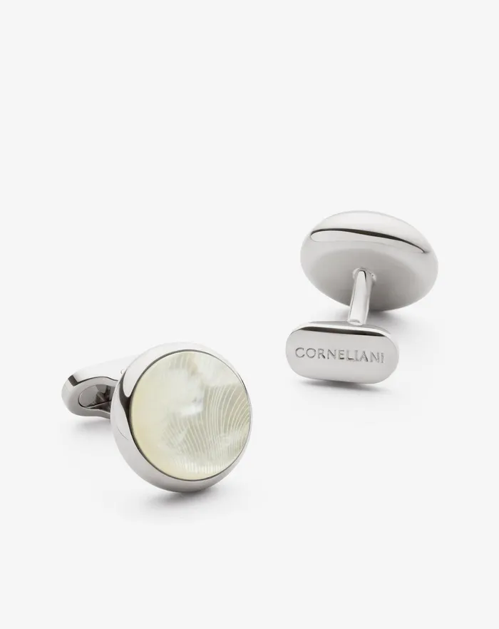 Corneliani Ties And Pochette Silver Brass Cufflinks With Mother Of Pearl 8211 Men