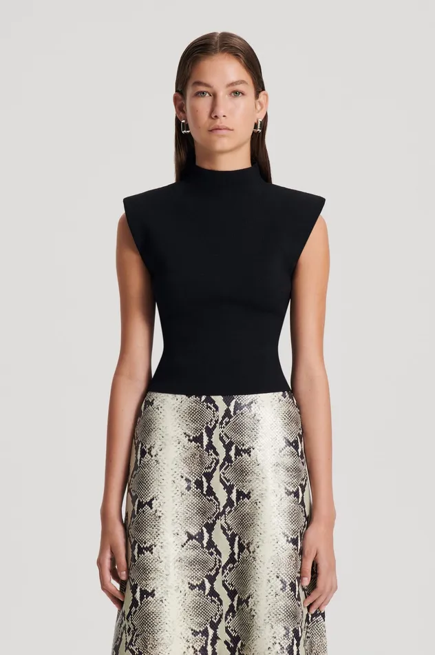 CREPE KNIT MILANO SLVLSS TOP BLACK Women Tops Scanlan Theodore CREPE KNIT MILANO SLVLSS TOP BLACK Women Tops Scanlan Theodore