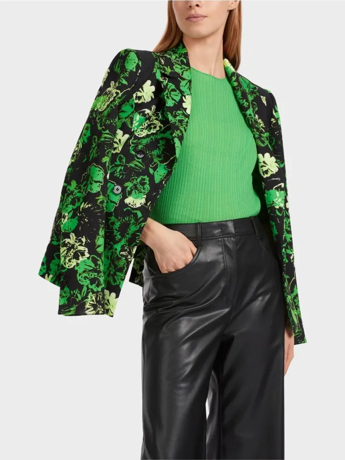 Damen Marc Cain Blazer Blazer Im BlumenDessin Dark Apple Green