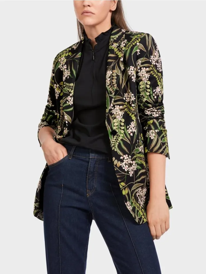 Damen Marc Cain Blazer Blazer Mit Floralem Print Black