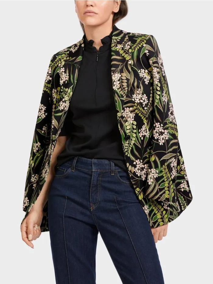 Damen Marc Cain Blazer Blazer Mit Floralem Print Black