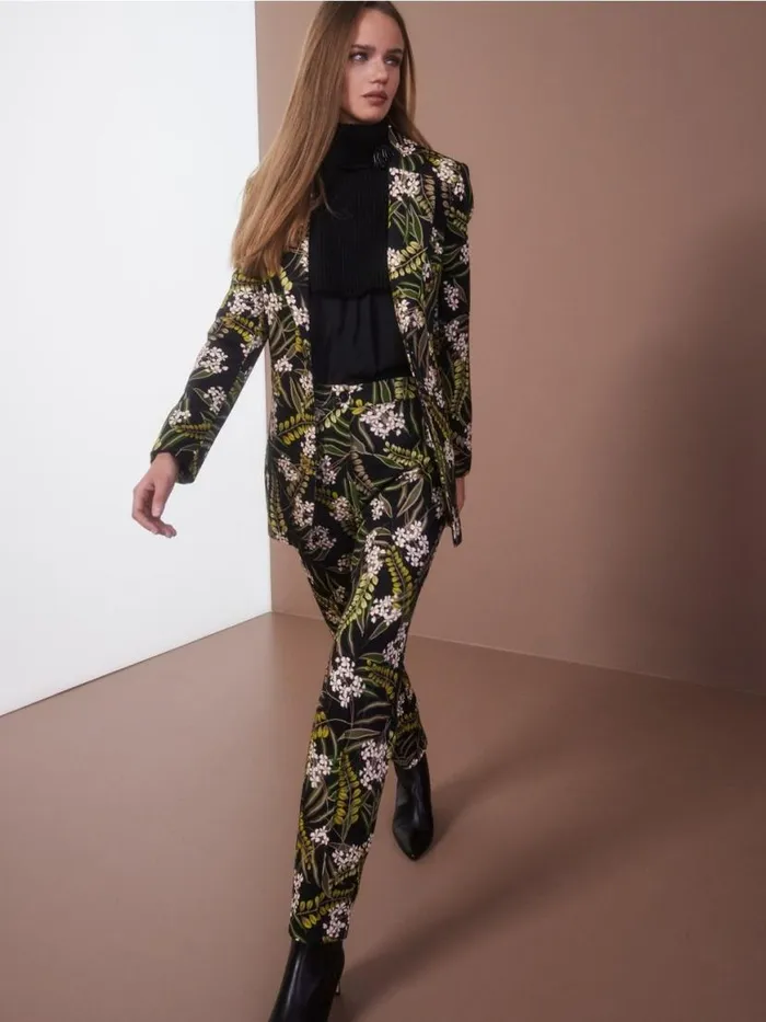 Damen Marc Cain Blazer Blazer Mit Floralem Print Black