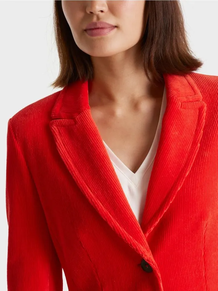 Damen Marc Cain Blazer Trendiger Kordblazer Bright Fire Red