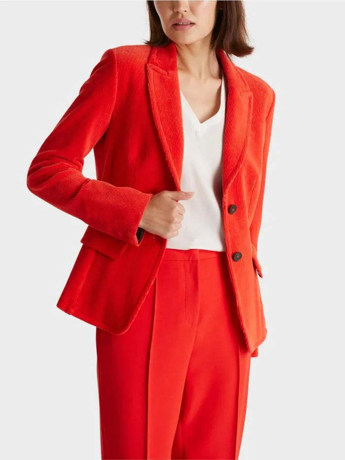 Damen Marc Cain Blazer Trendiger Kordblazer Bright Fire Red