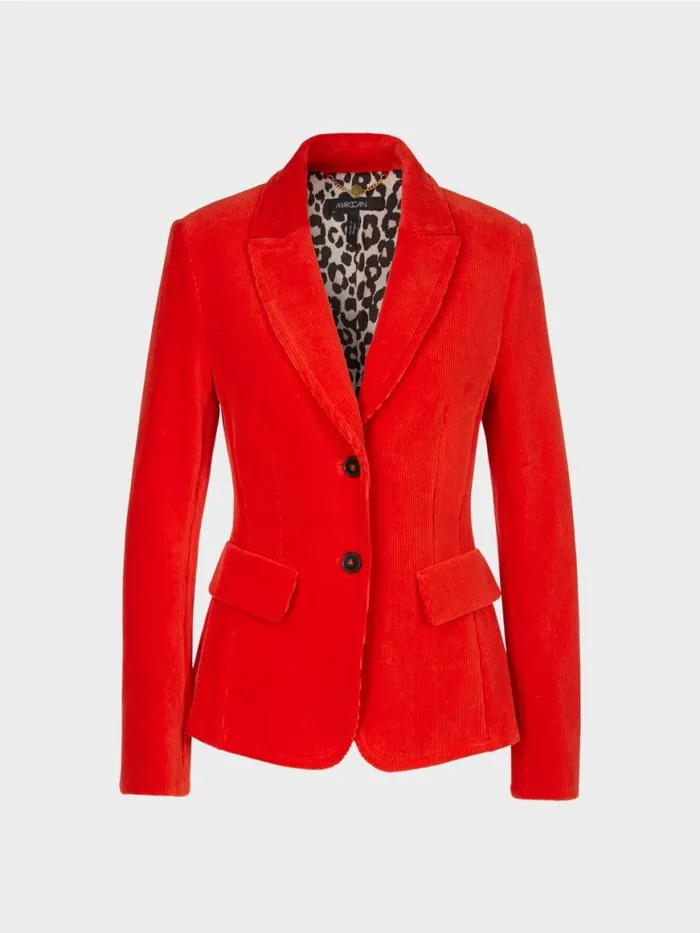 Damen Marc Cain Blazer Trendiger Kordblazer Bright Fire Red