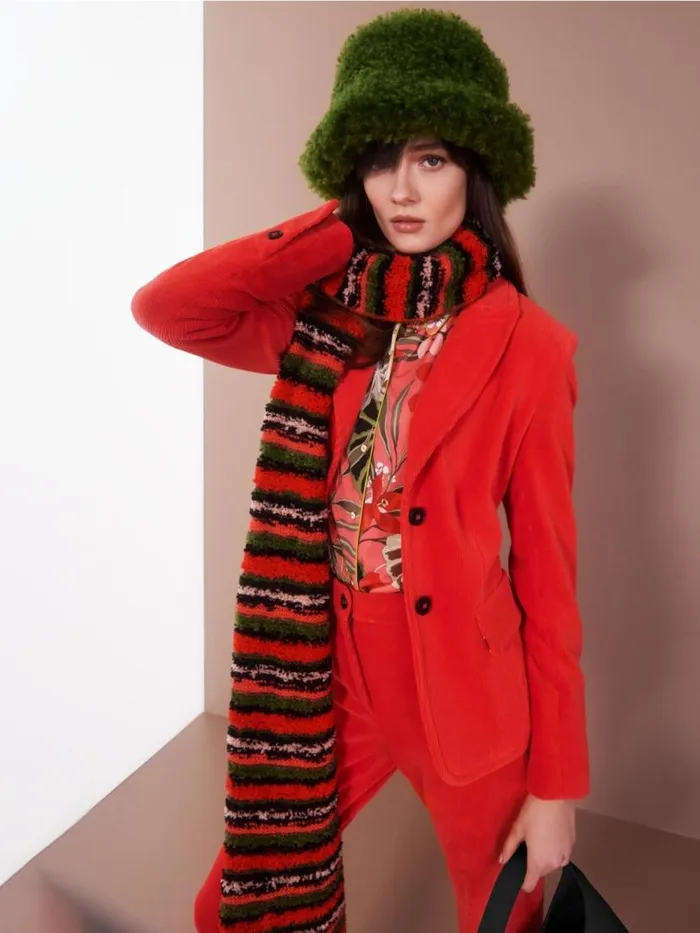 Damen Marc Cain Blazer Trendiger Kordblazer Bright Fire Red