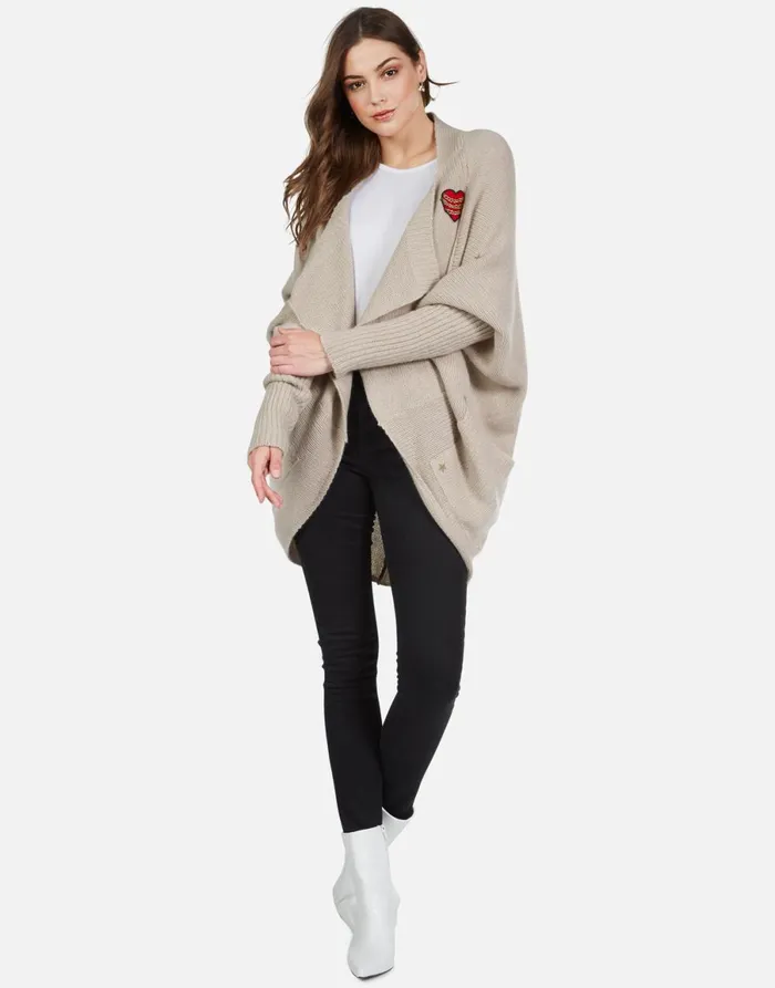 Daya Chain Heart Stars Oatmeal Women039s Lauren Moshi Sweaters and Knits