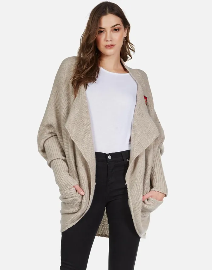 Daya Chain Heart Stars Oatmeal Women039s Lauren Moshi Sweaters and Knits
