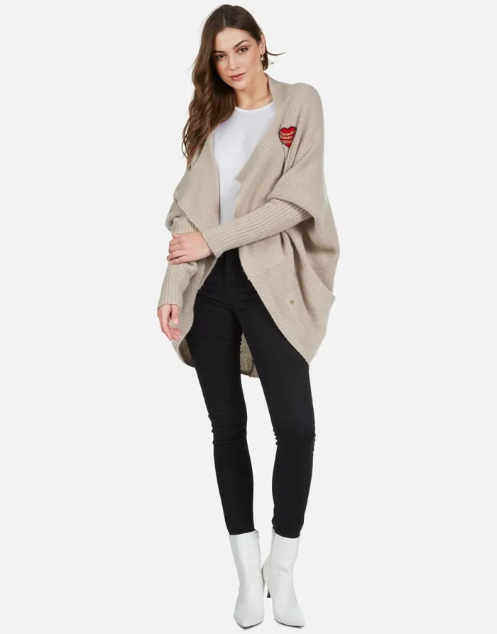 Daya Chain Heart Stars Oatmeal Women039s Lauren Moshi Sweaters and Knits