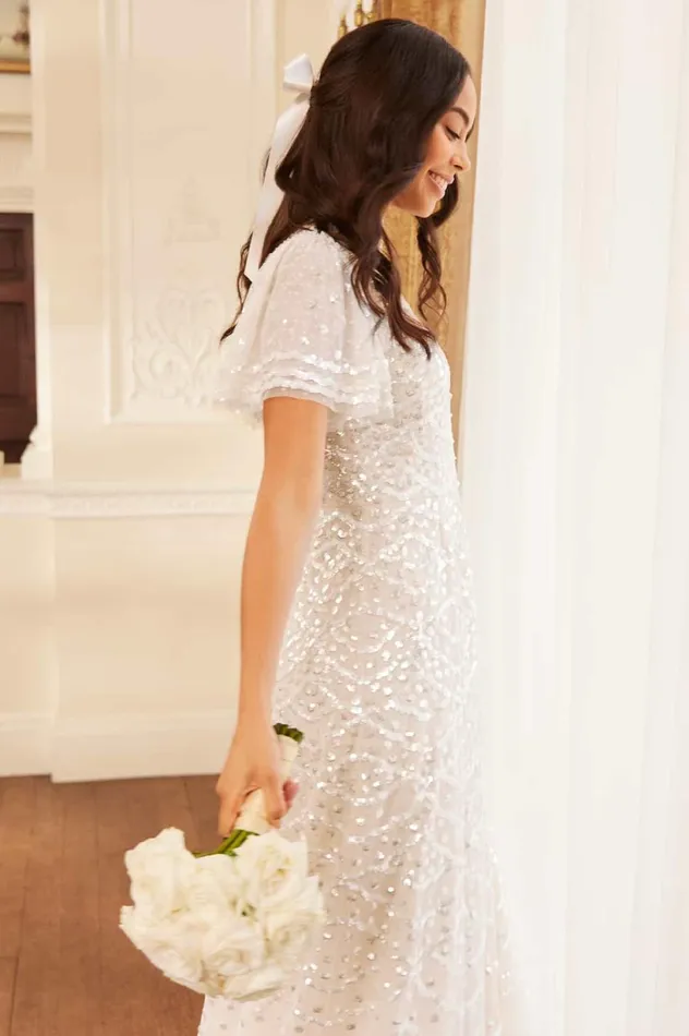 Deco Dot Gloss Ankle Gown Champagne Women Needle and Thread Dresses