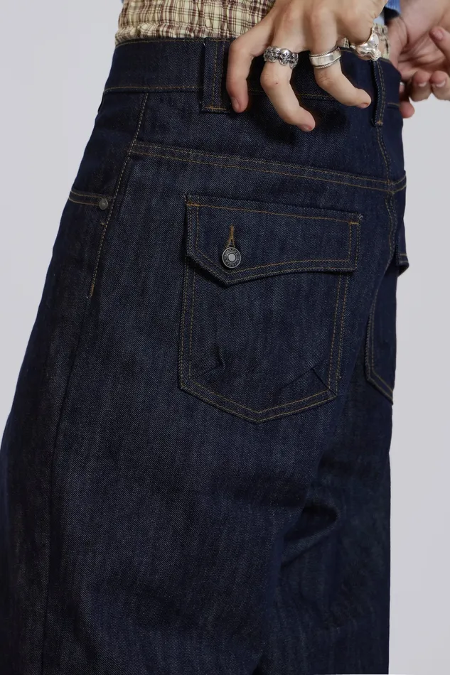 Denim Jaded London Men Shop Raw Blue Denim Razor Jeans