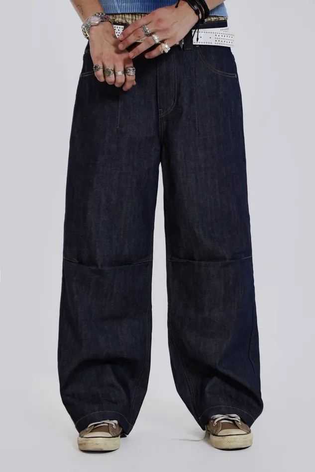 Denim Jaded London Men Shop Raw Blue Denim Razor Jeans