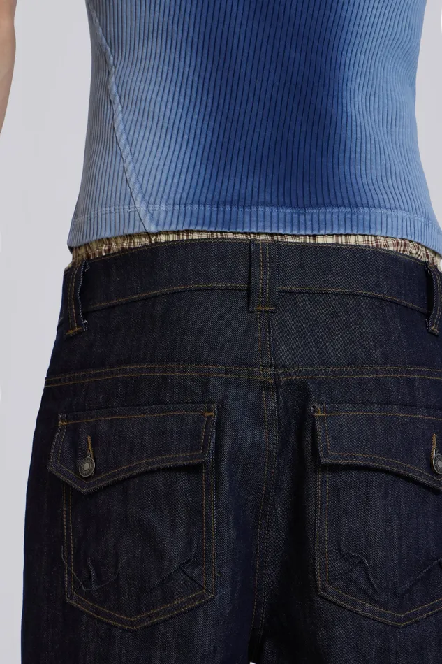 Denim Jaded London Men Shop Raw Blue Denim Razor Jeans