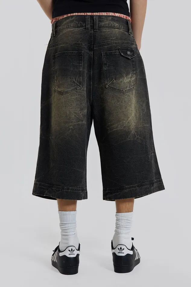Denim Shop Axle Black Crease Wash Denim Jorts 8211 Jaded London Men