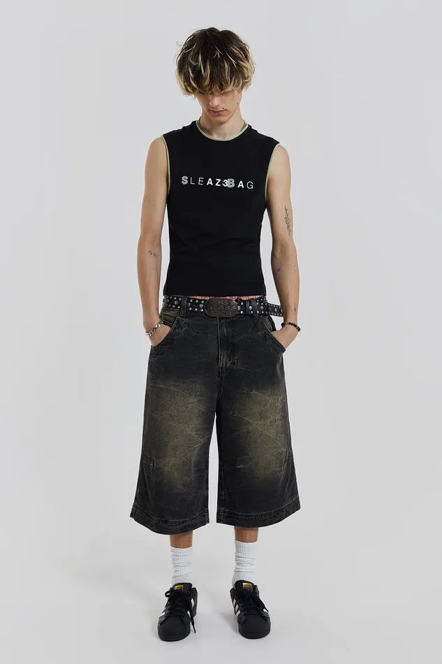 Denim Shop Axle Black Crease Wash Denim Jorts 8211 Jaded London Men