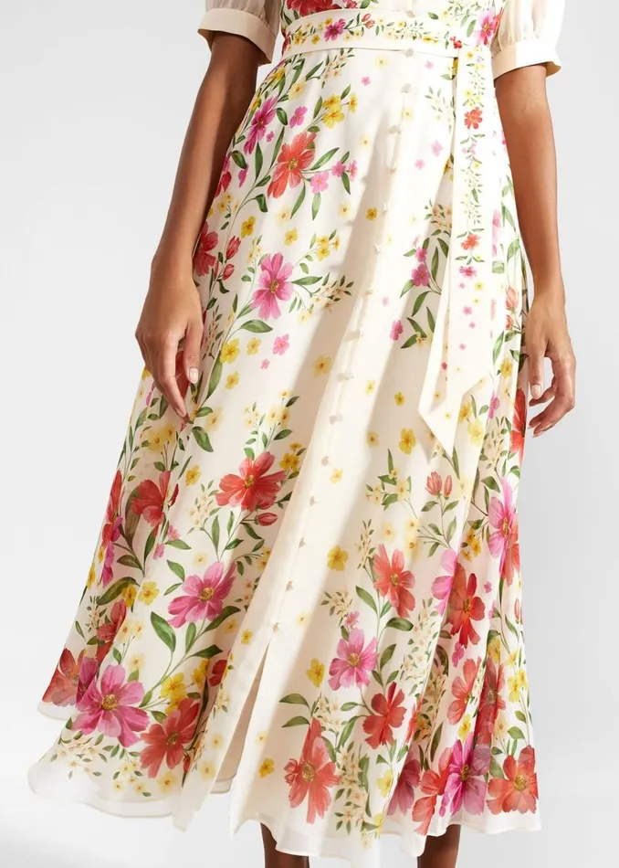 Dresses and Jumpsuits Women HOBBS Aurelia Floral Silk Dress Cream Multi