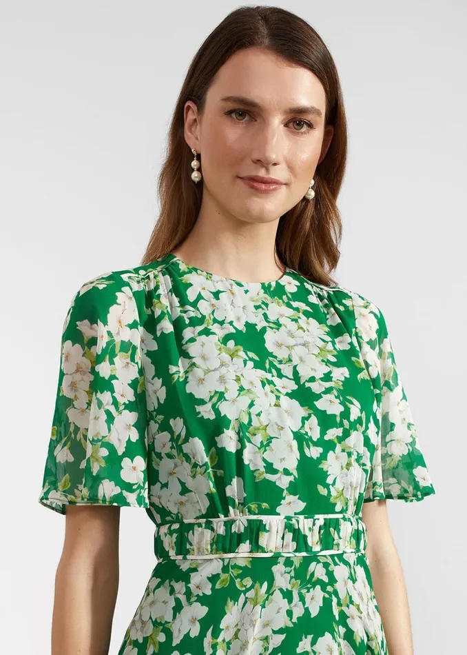 Dresses and Jumpsuits Women HOBBS Bronwyn Silk Midi Dress Green Multi