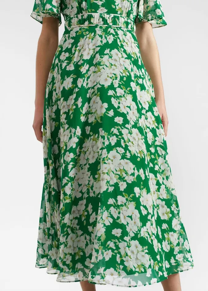 Dresses and Jumpsuits Women HOBBS Bronwyn Silk Midi Dress Green Multi