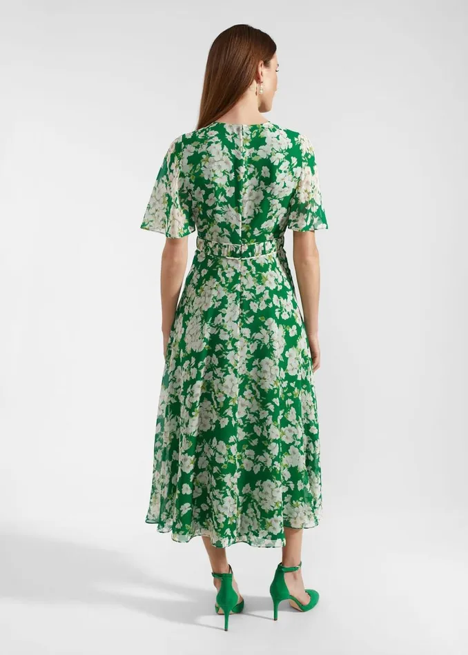 Dresses and Jumpsuits Women HOBBS Bronwyn Silk Midi Dress Green Multi