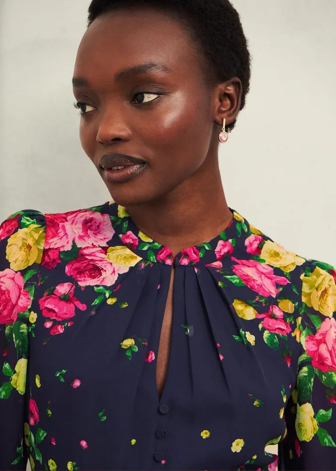 Dresses and Jumpsuits Women HOBBS Eva Floral Silk Dress Navy Multi