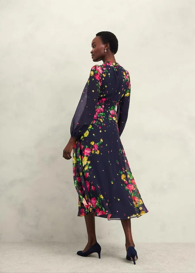 Dresses and Jumpsuits Women HOBBS Eva Floral Silk Dress Navy Multi