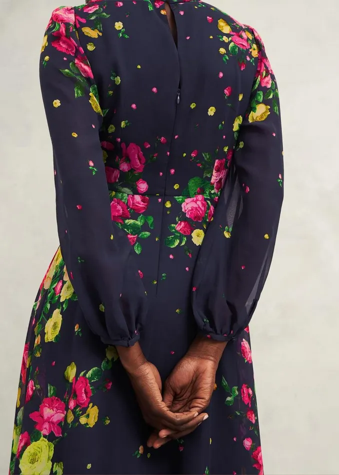 Dresses and Jumpsuits Women HOBBS Eva Floral Silk Dress Navy Multi