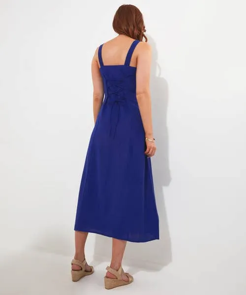Dresses Apparel Jane Button Through Linen Blend Dress Blue Joebrowns Dresses Apparel Jane Button Through Linen Blend Dress Blue Joebrowns