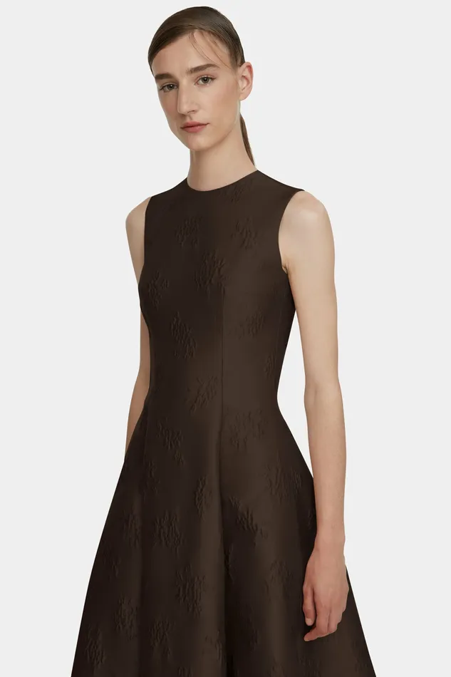 Dresses Emilia Wickstead Women Mara Dark Brown Ditsy Floral Jacquard Dress Dresses Emilia Wickstead Women Mara Dark Brown Ditsy Floral Jacquard Dress