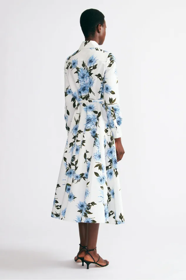 Dresses Emilia Wickstead Women Tomasina Dress In Blue Floral Print Taffeta Faille Dresses Emilia Wickstead Women Tomasina Dress In Blue Floral Print Taffeta Faille