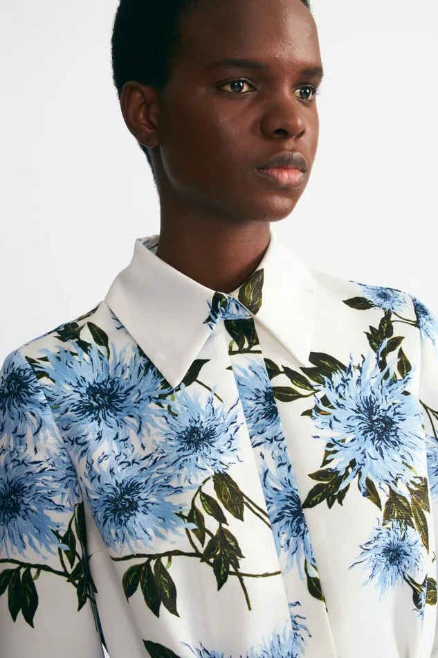 Dresses Emilia Wickstead Women Tomasina Dress In Blue Floral Print Taffeta Faille Dresses Emilia Wickstead Women Tomasina Dress In Blue Floral Print Taffeta Faille