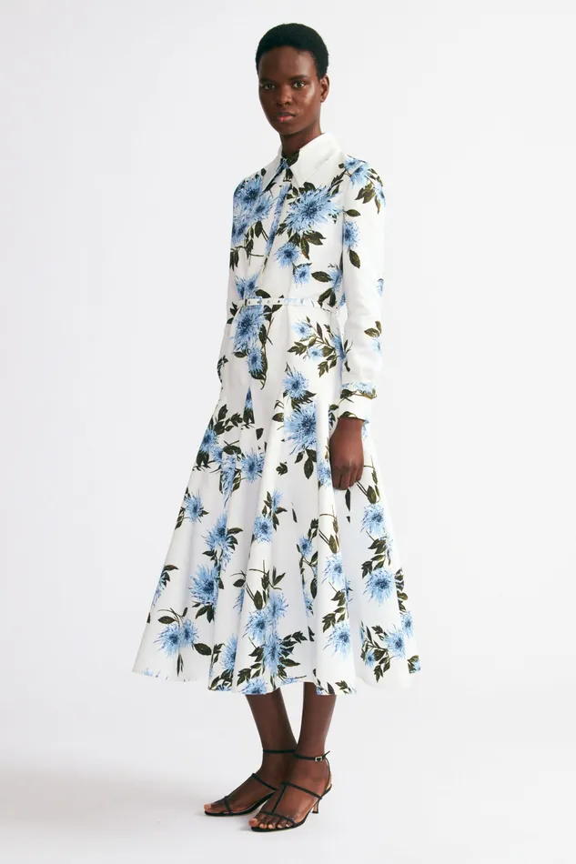 Dresses Emilia Wickstead Women Tomasina Dress In Blue Floral Print Taffeta Faille Dresses Emilia Wickstead Women Tomasina Dress In Blue Floral Print Taffeta Faille