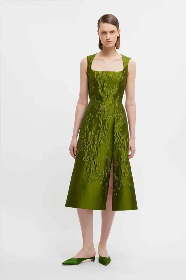 Dresses Pinah Dress In Green Graphic Rose Jacquard 8211 Emilia Wickstead Women