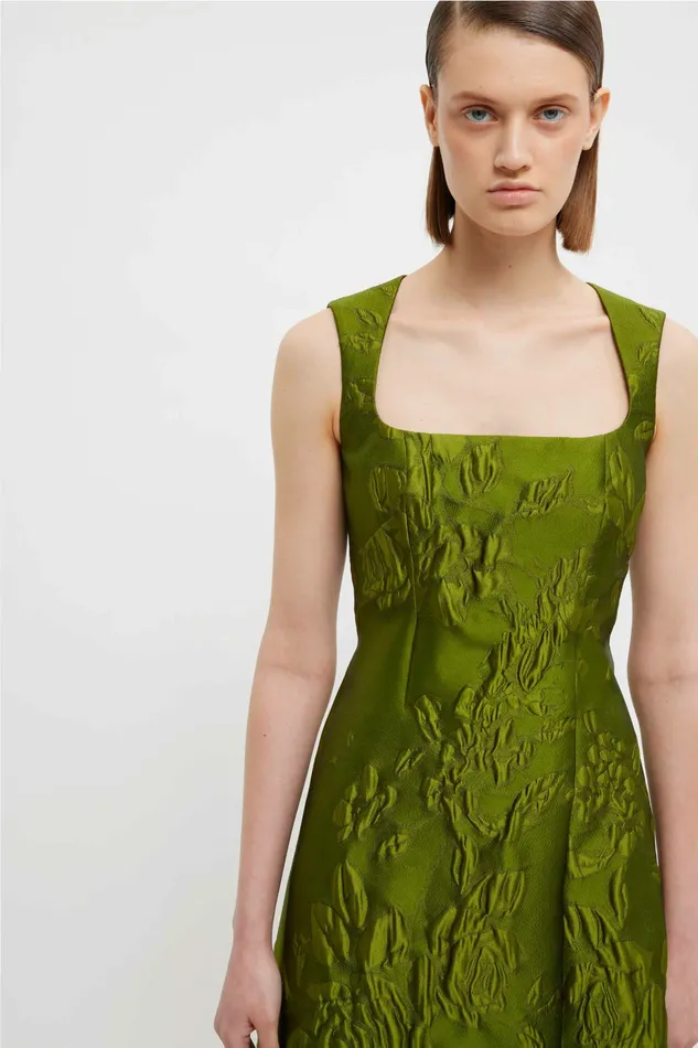 Dresses Pinah Dress In Green Graphic Rose Jacquard 8211 Emilia Wickstead Women Dresses Pinah Dress In Green Graphic Rose Jacquard 8211 Emilia Wickstead Women