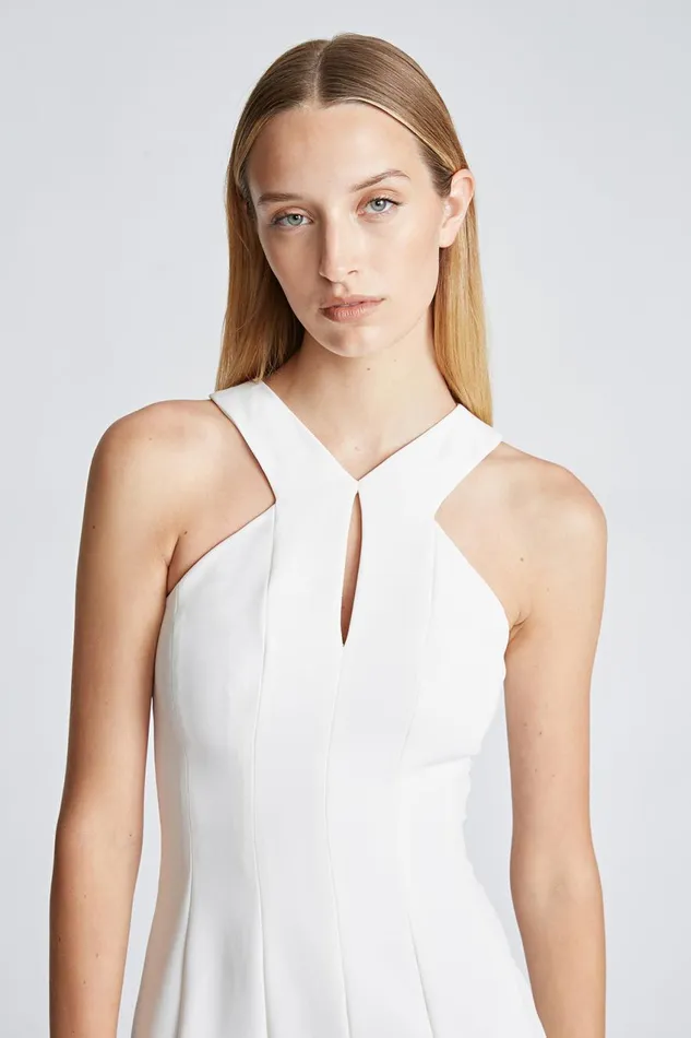 Dresses Women Halston Alani Dress In Stretch Crepe Chalk