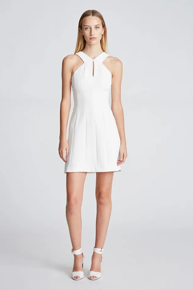 Dresses Women Halston Alani Dress In Stretch Crepe Chalk