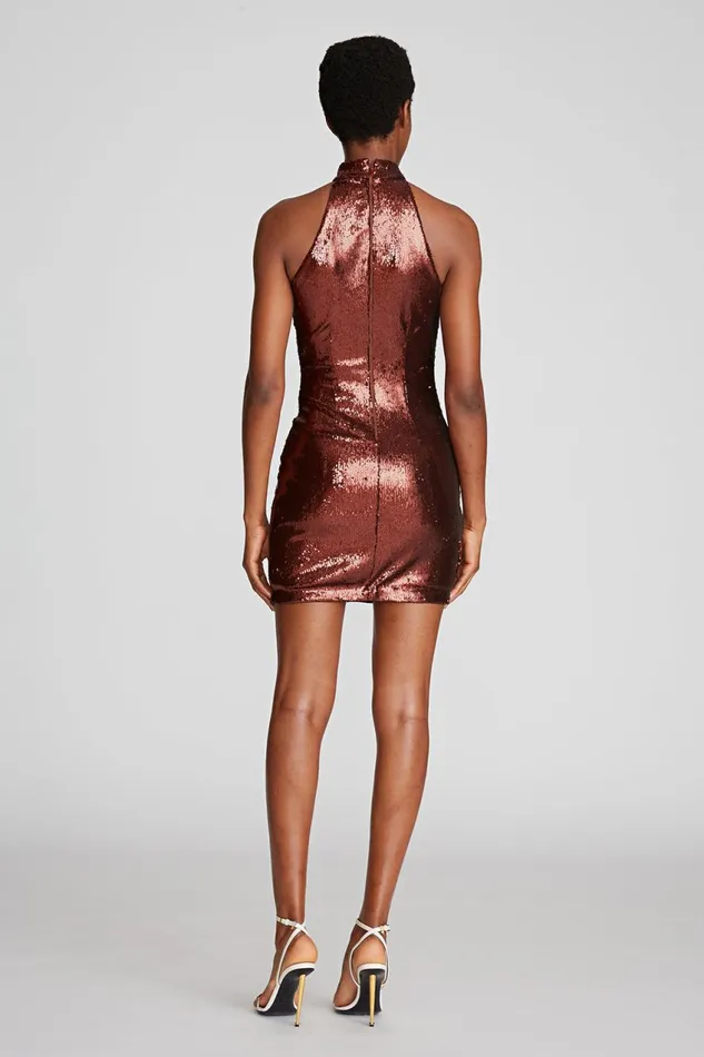 Dresses Women Halston Celo Dress In Sequins Russet